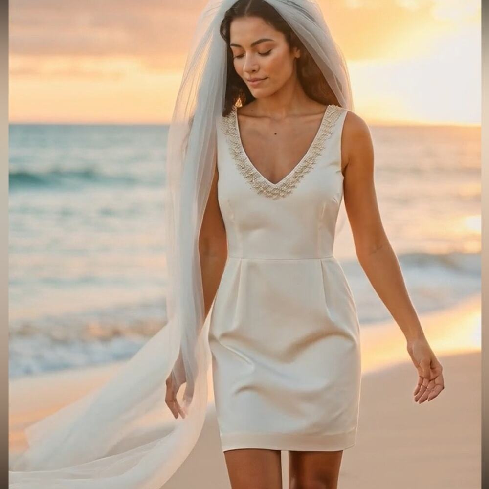Kate Spade NWT Cream Pearl V-Neck Wedding Belles Dyan Bridal Dress 425.00 SZ 8 - Picture 7 of 8